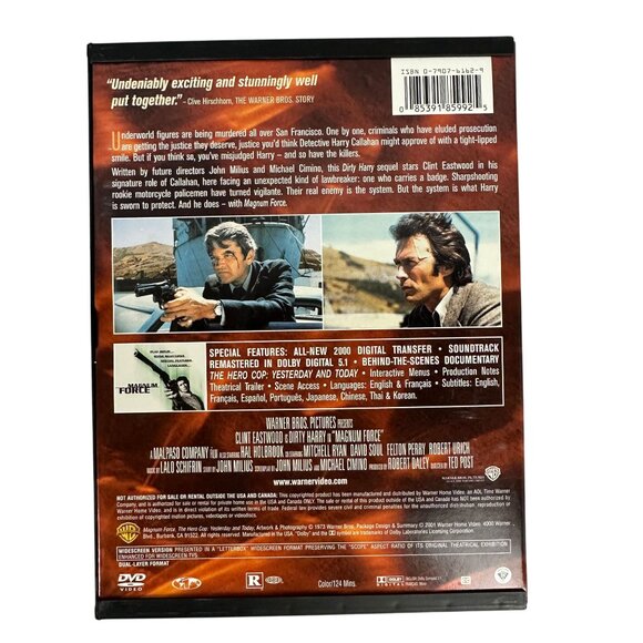 Clint Eastwood Magnum Force DVD 1973 R Dirty Harry Warner Bros Widescreen - Picture 2 of 7